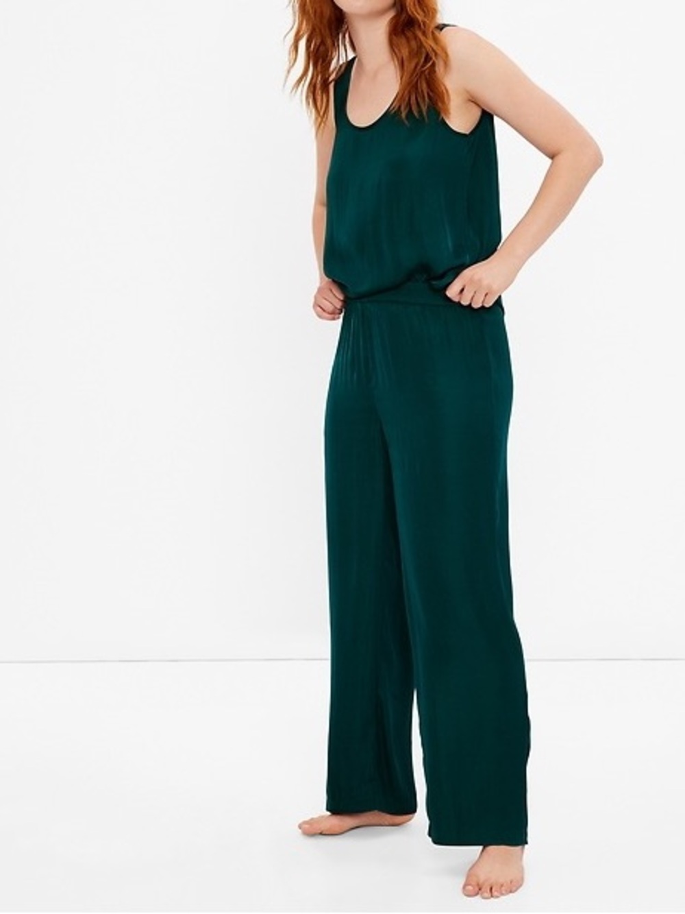 🆕Gorgeous Gap Green Satin Lounge Set, Size M And S